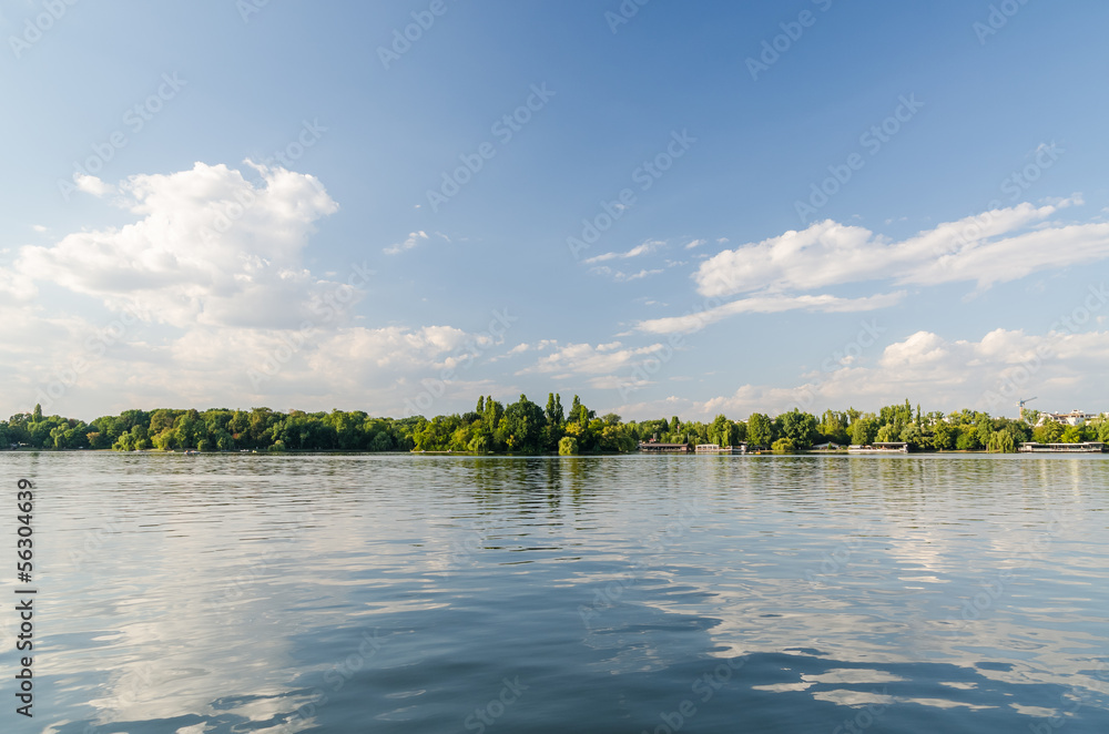 View From Herastrau Park In Bucharest, Romania.