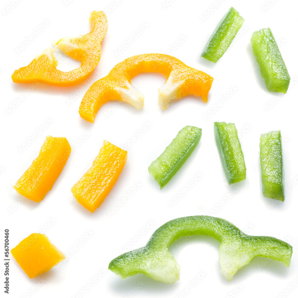 Sliced peppers isolated on white