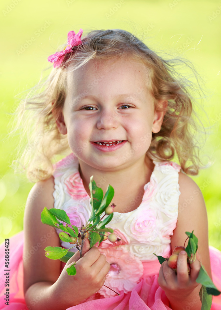 happy little girl outdoors