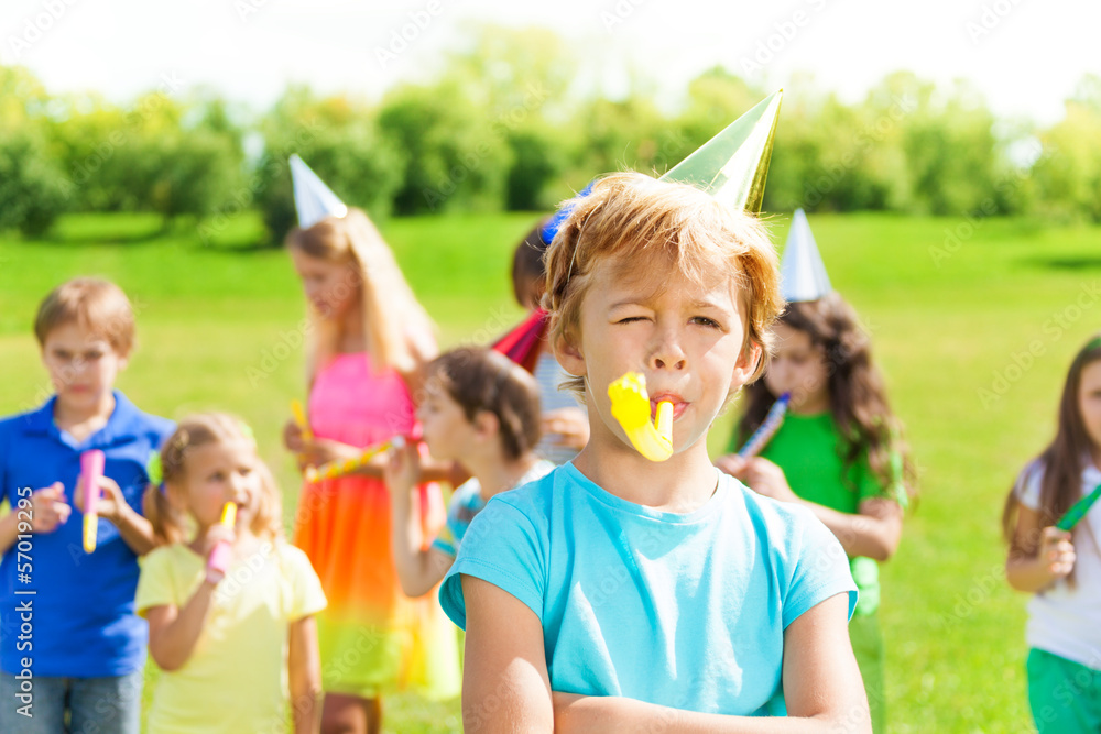 Boy on birthday with friends