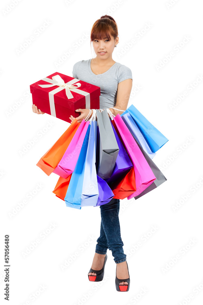 Young asian woman with shopping bags