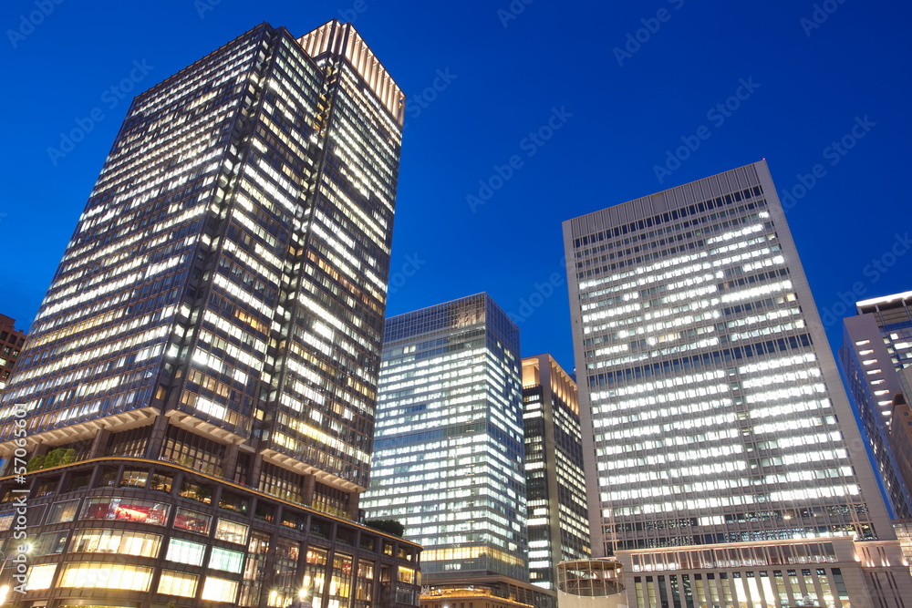 The high-rise buildings in Tokyo Japan at twilight