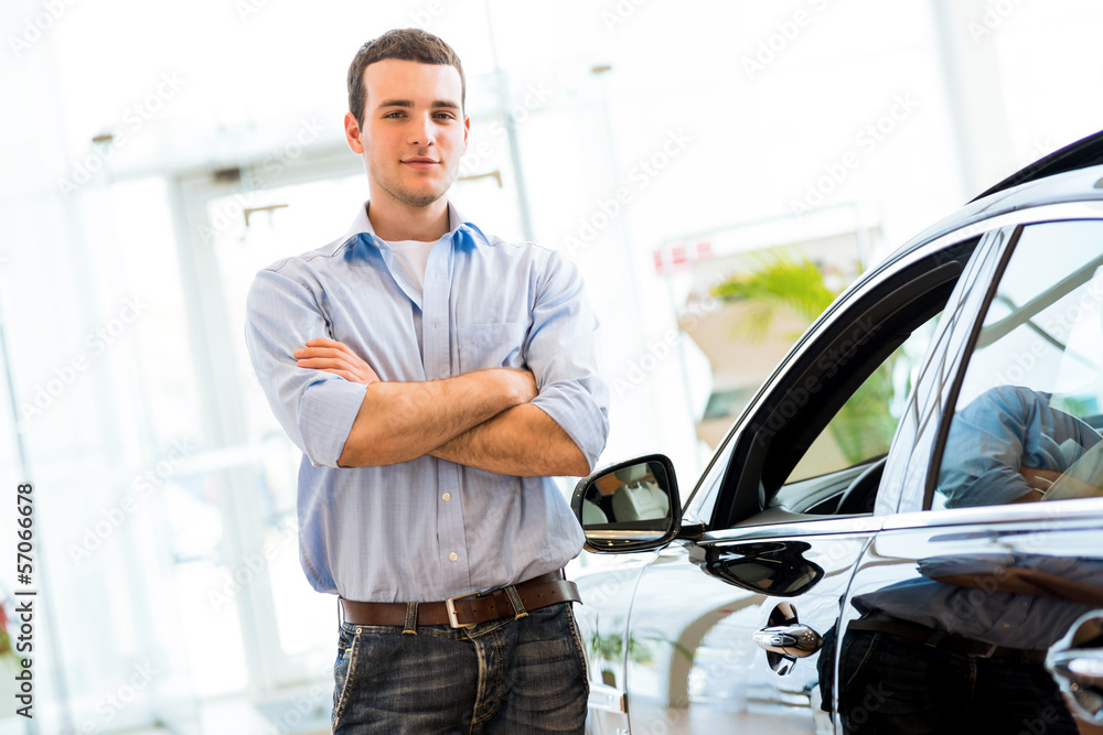 man standing near a car