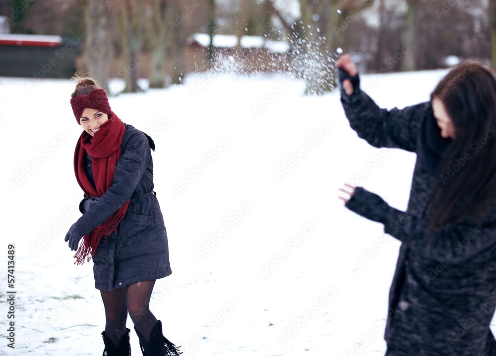 Cheerful Women Enjoying the Snow