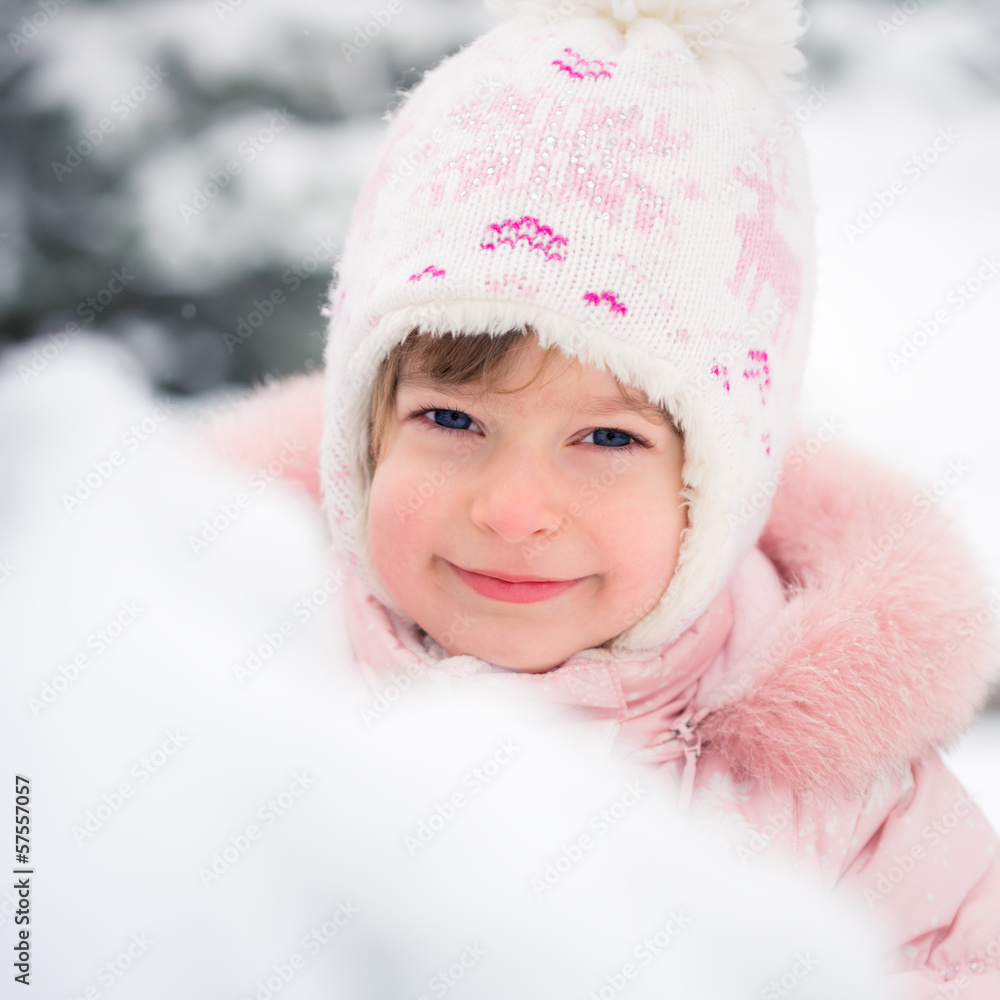 Child in winter park