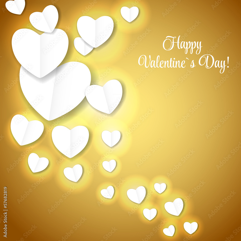 Valentine`s day paper heart backgroung, vector illustration