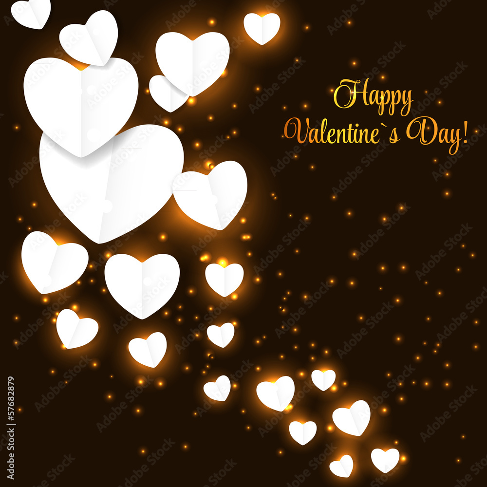 Valentine`s day paper heart backgroung, vector illustration