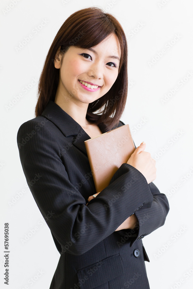 asian businesswoman on white background