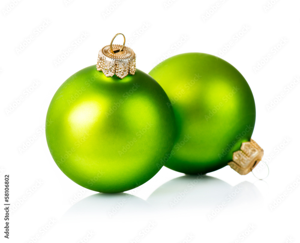 Christmas Green Decorations Isolated on White Background