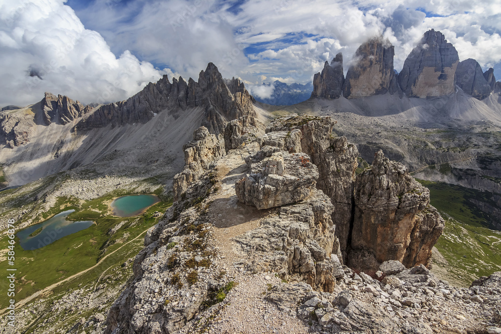 Tre Cime Di Lavardo和Monte Paterno，多洛米蒂，意大利阿尔卑斯山