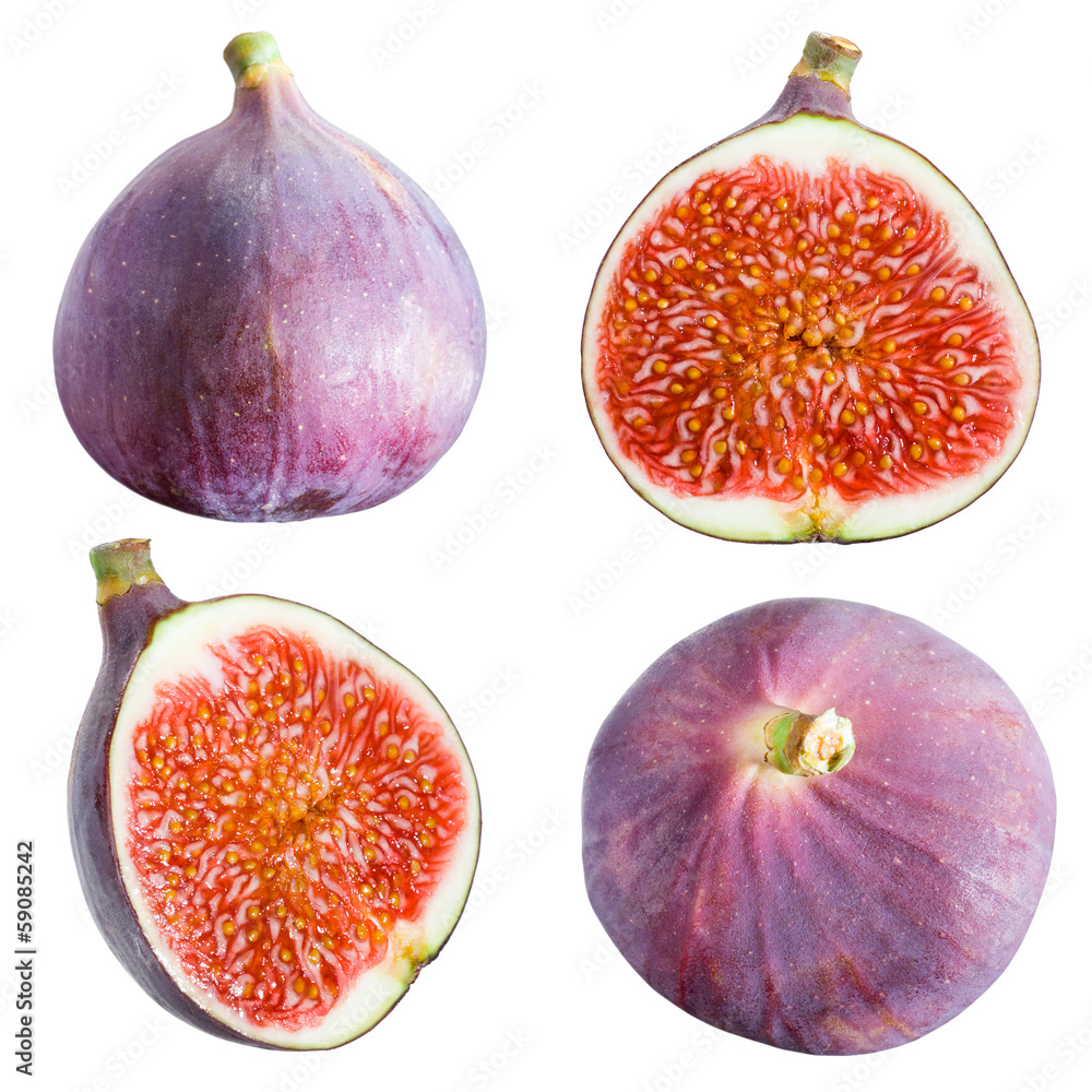 Figs collection. Fruits on white background