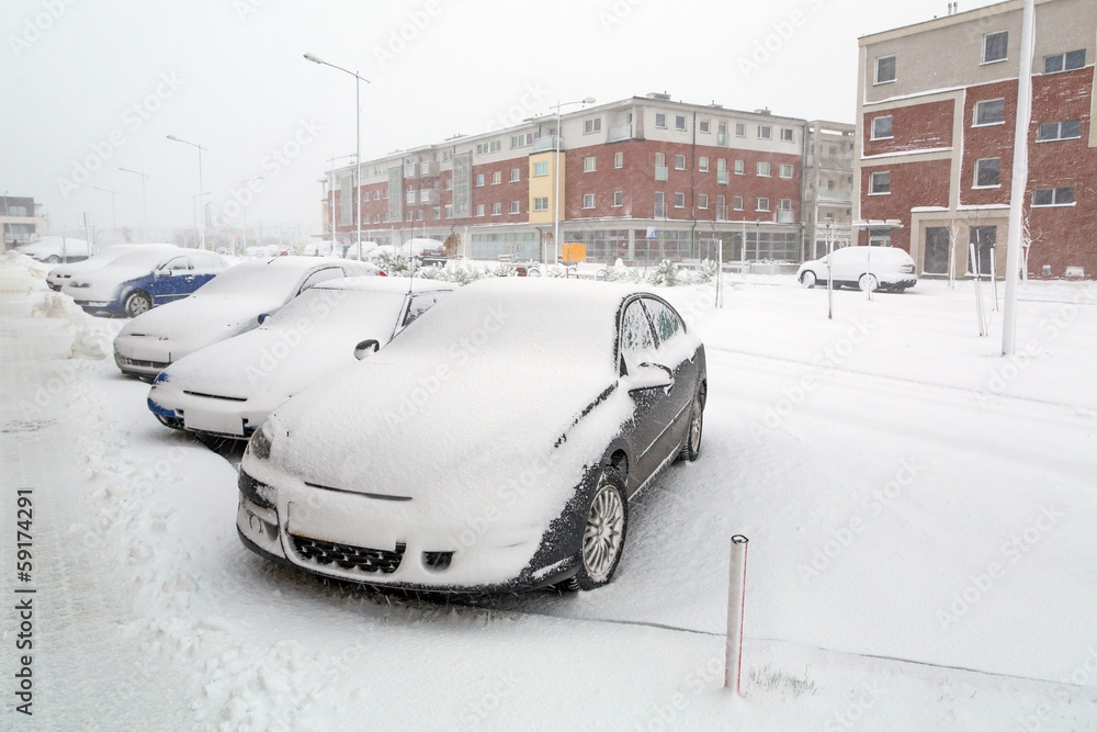 波兰夜间大雪