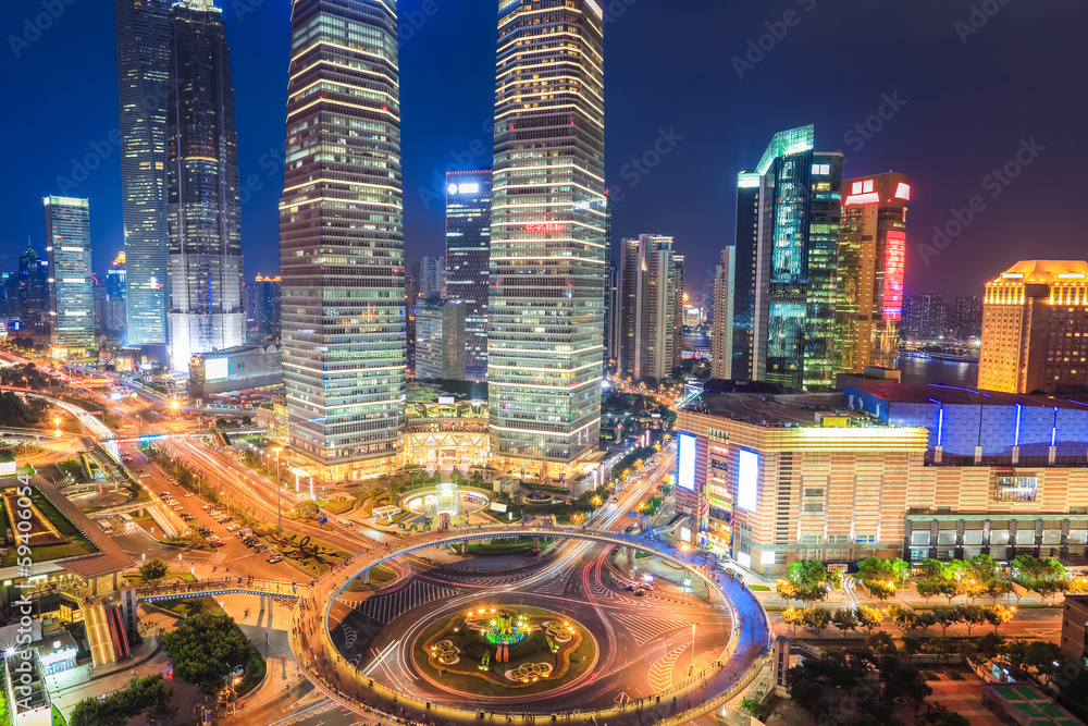 shanghai downtown at night