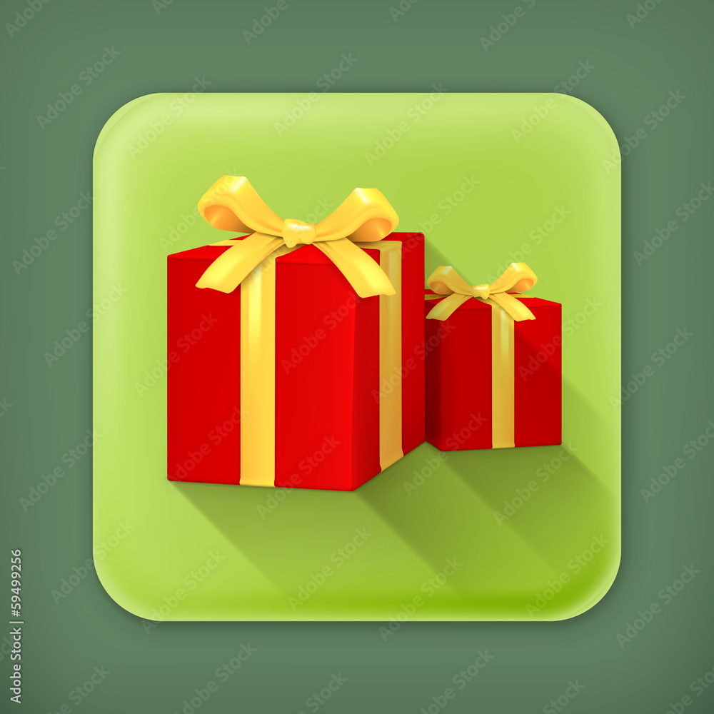 Gift Red Boxes, long shadow icon