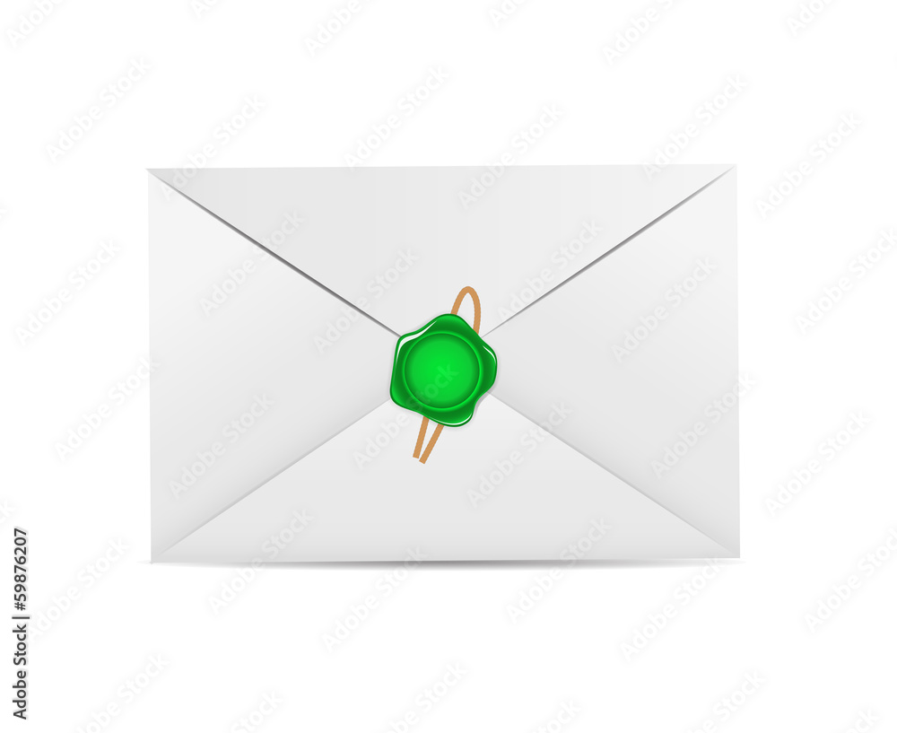 White Envelope Icon with Wax Seal Vector Illustration