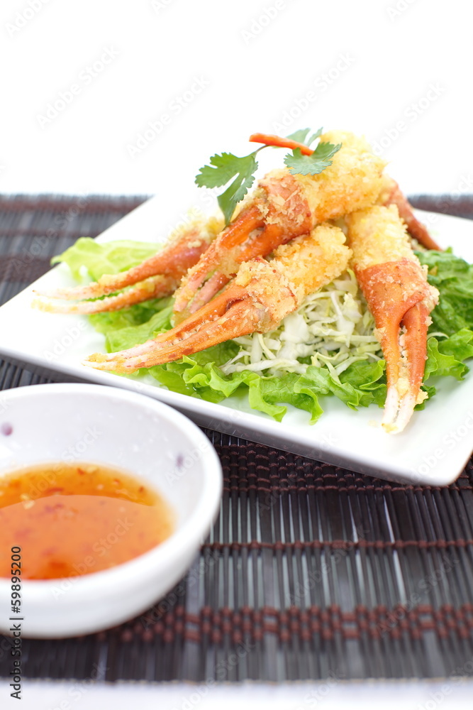 Crunchy fried crab leg appetizer