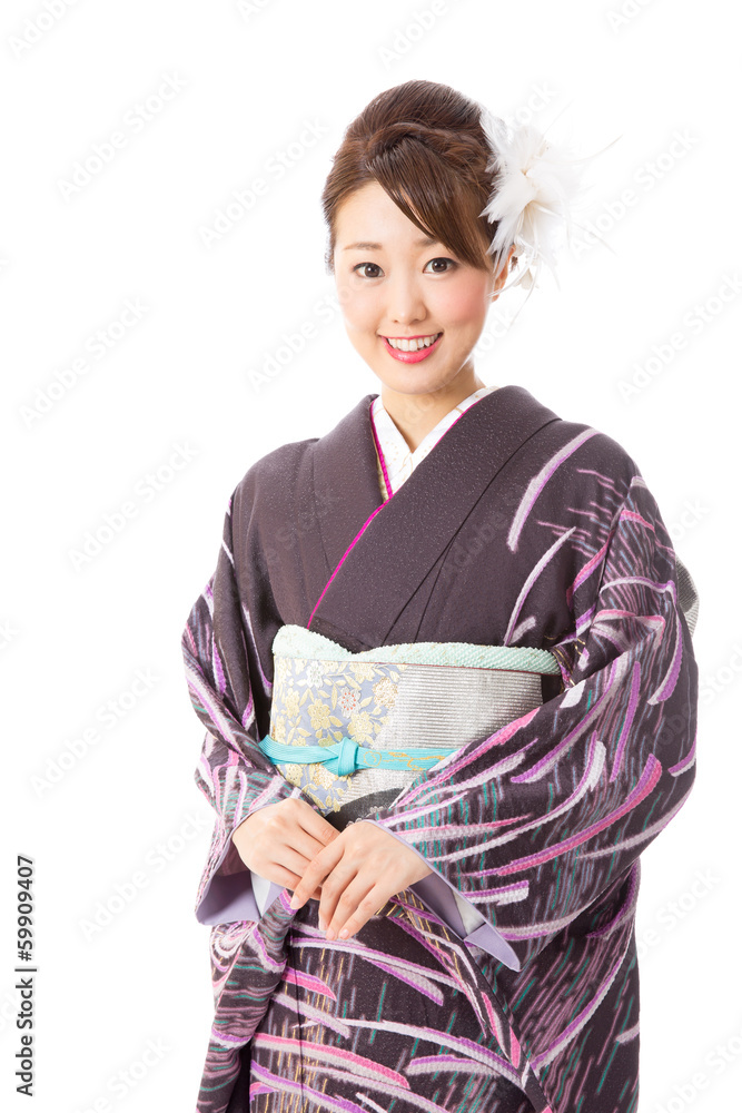 白底日本和服女人