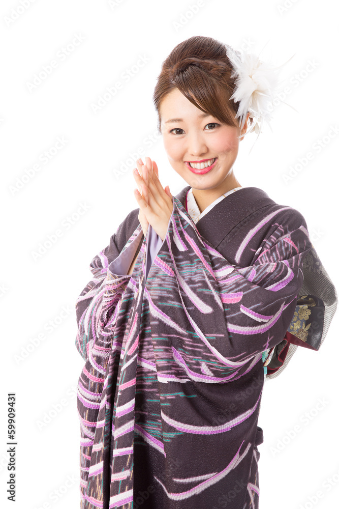 白底日本和服女人