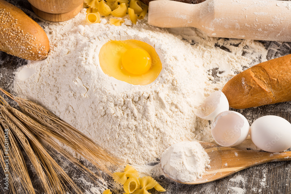 flour, eggs, wheat still-life