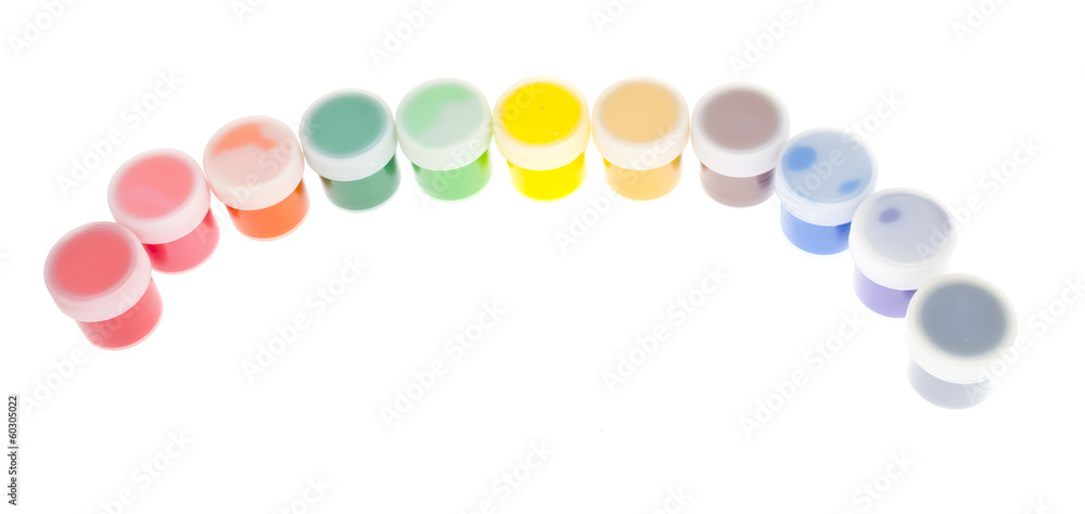 Gouache paint isolated on white