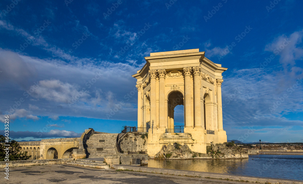 Water tower in the end of aqueduct in Montpellier, France