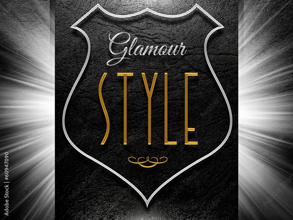 Glamour style sign on black leather