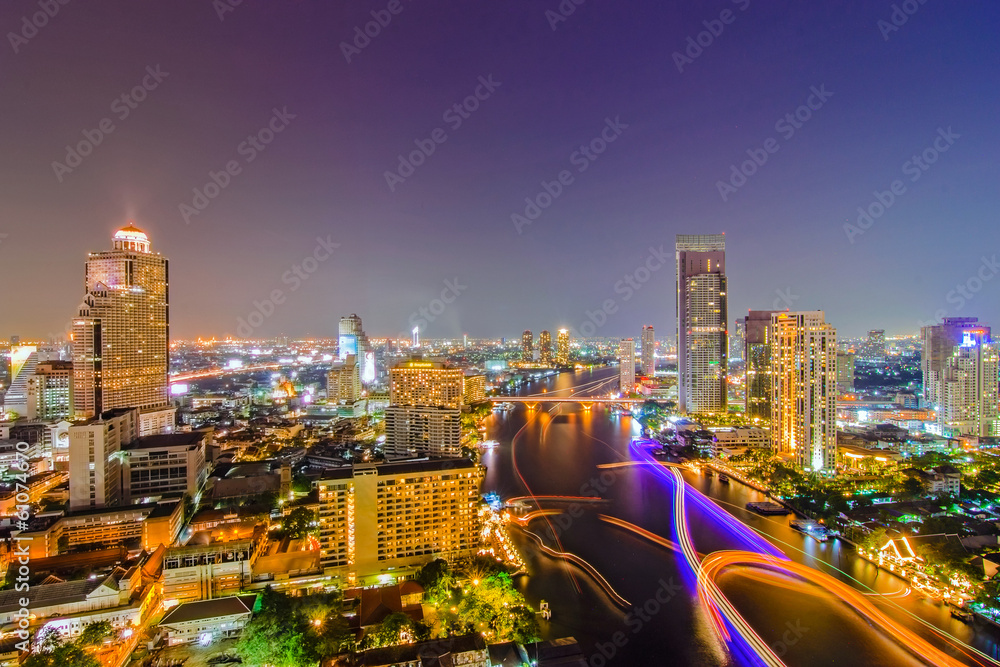 City town at night, Bangkok, Thailand