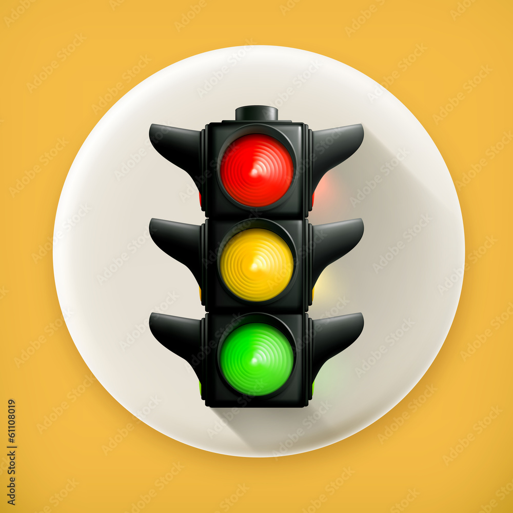 Traffic lights, long shadow vector icon