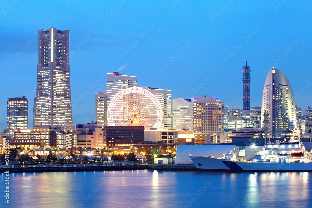 Yokohama skyline at minato mirai area at night view