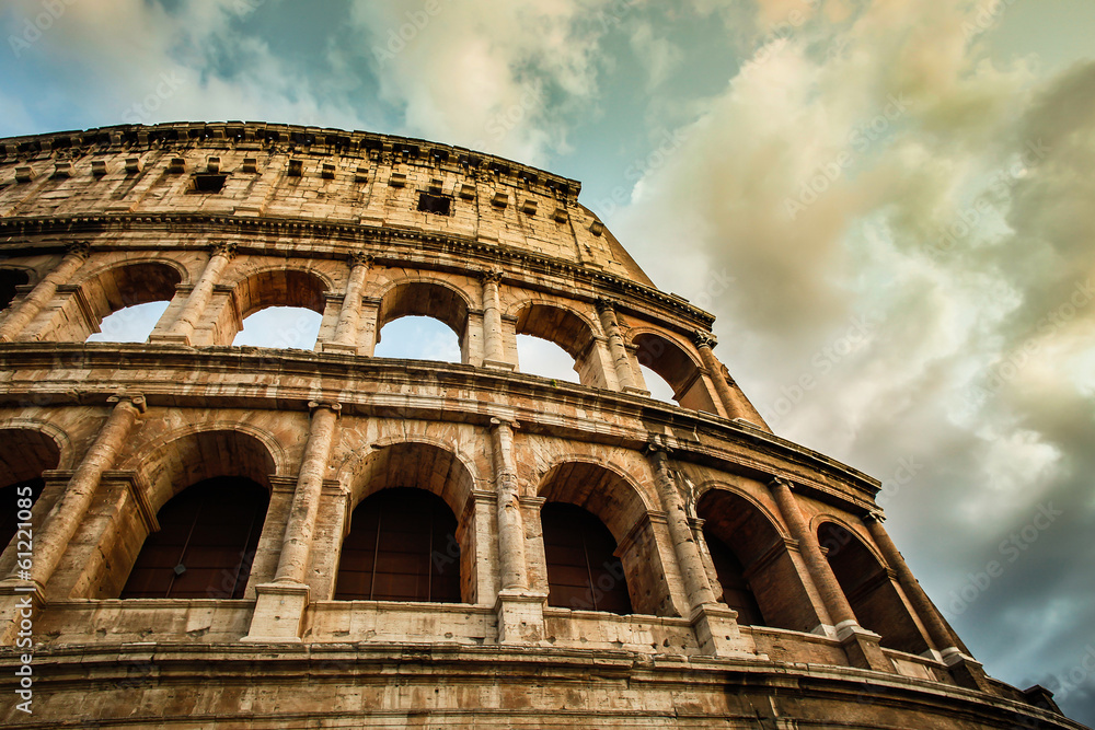 Coloseum in Rome with sky in background