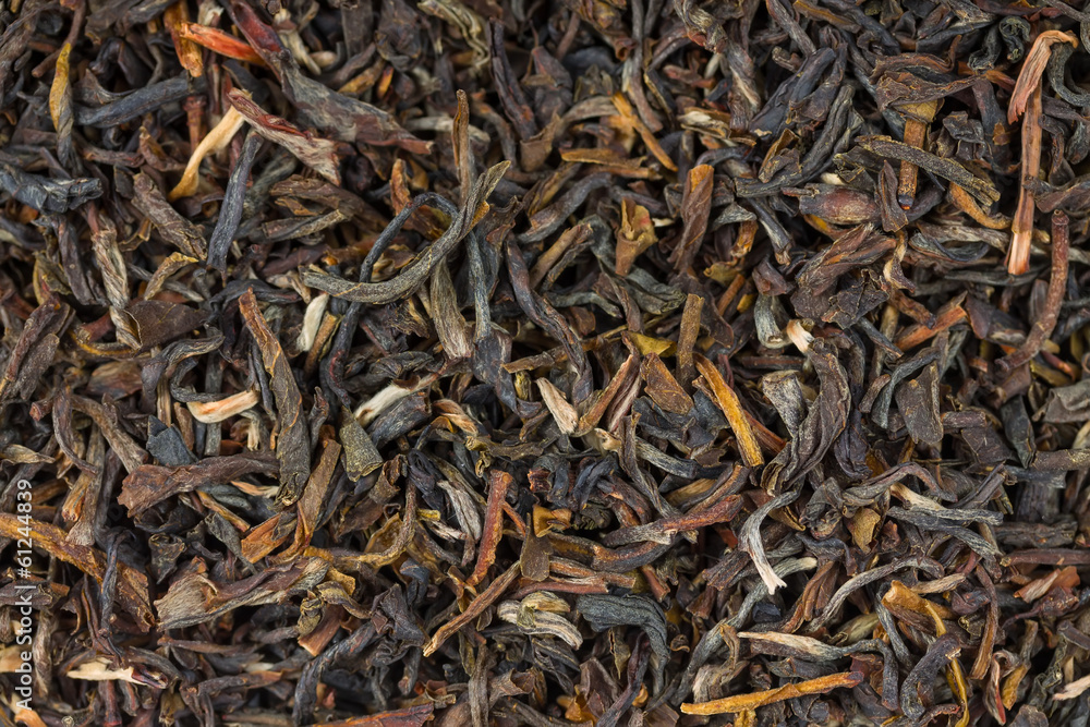 Background of black Chinese tea