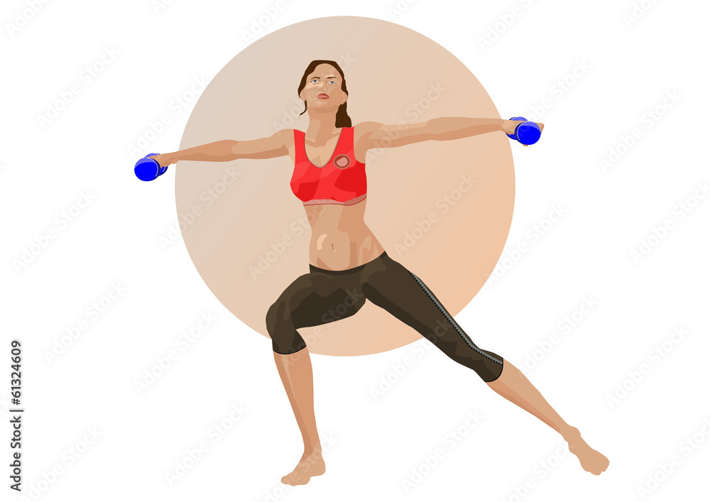 Woman with dumbbells