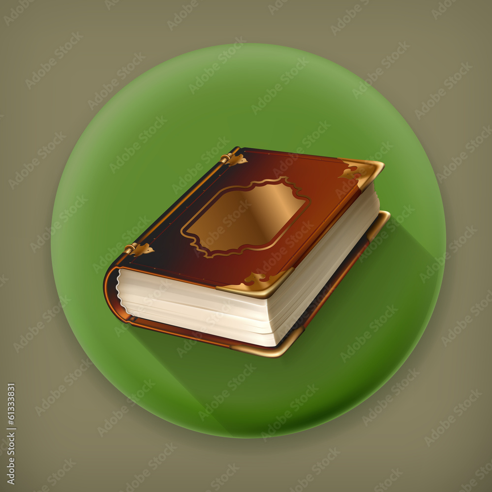 Old book, long shadow vector icon