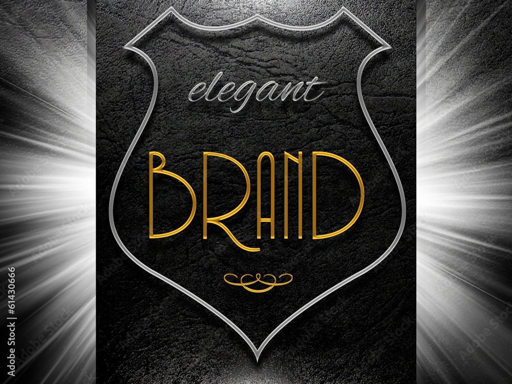 Elegant Brand sign on black leather