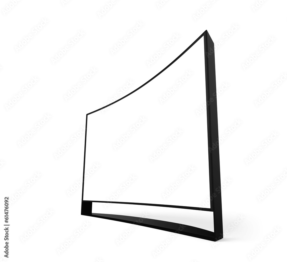 4K curved television with blank copy space.