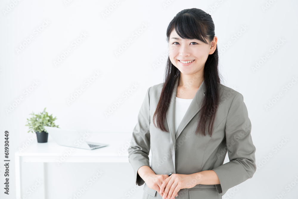 young asian businesswoman on white background