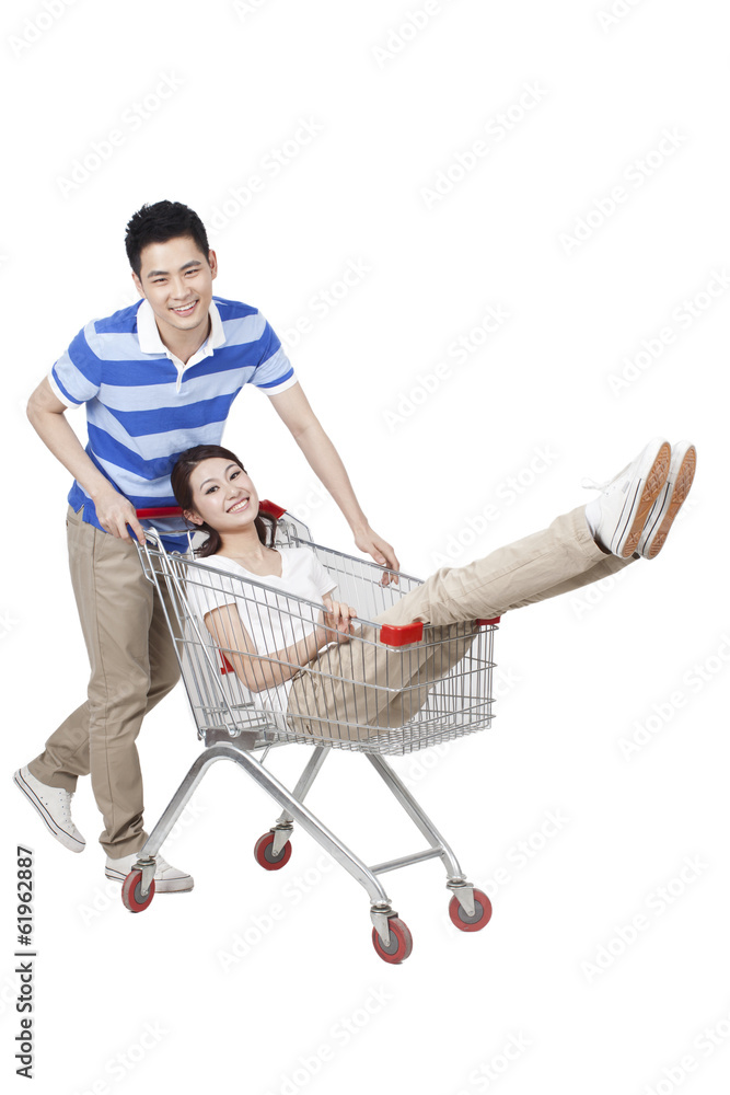 .Young Couple Grocery Shopping.