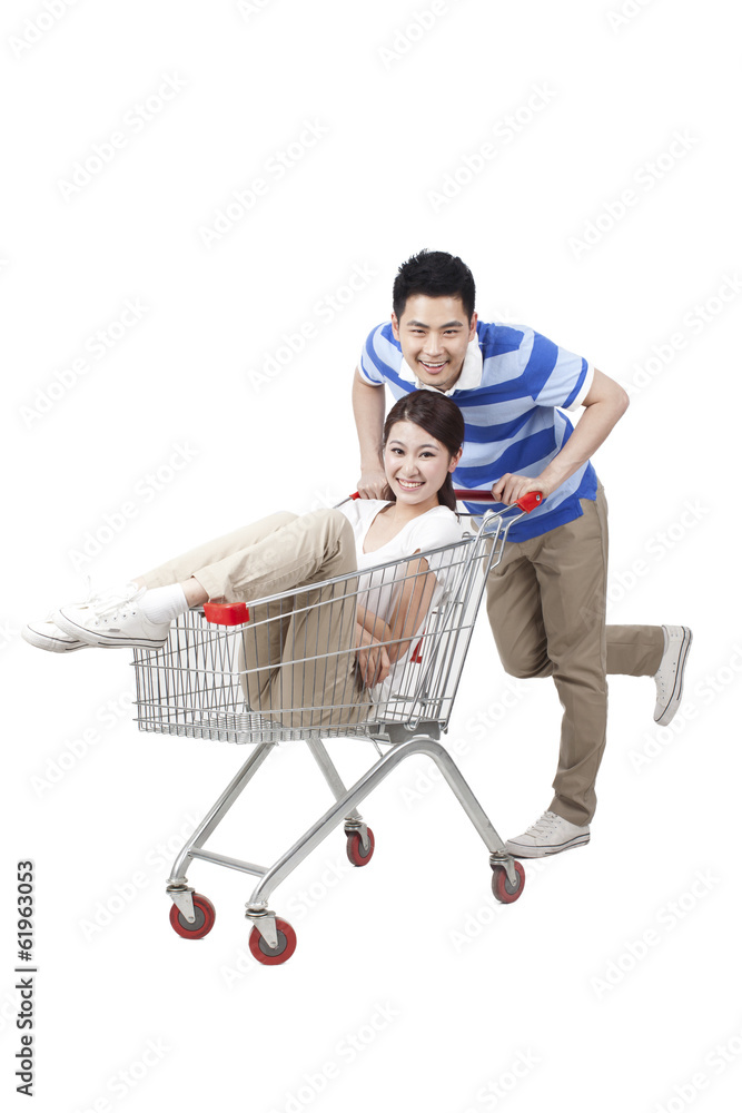 .Young Couple Grocery Shopping.