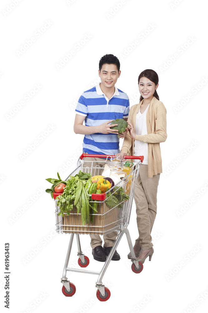 .Young Couple Grocery Shopping.