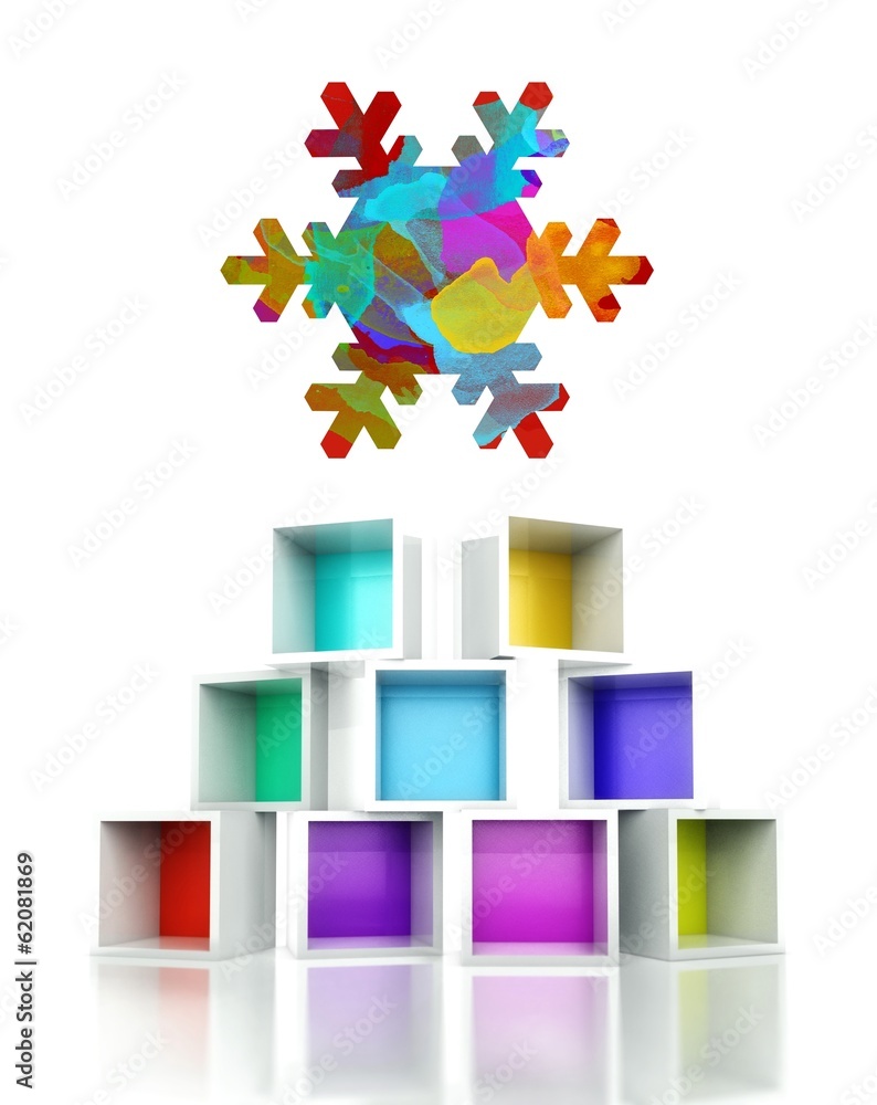 Snowflake symbol colorful 3d design illustration