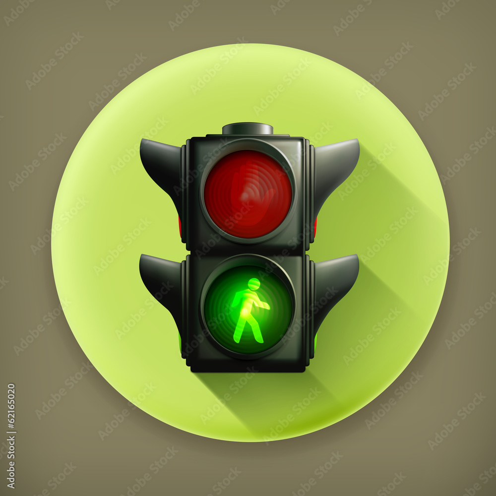 Green light long shadow vector icon