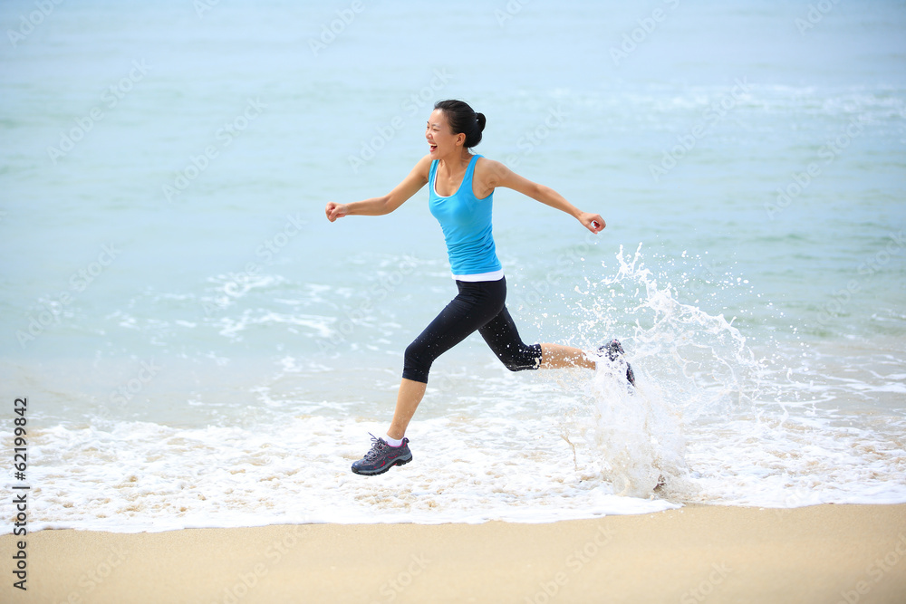 woman running at beach