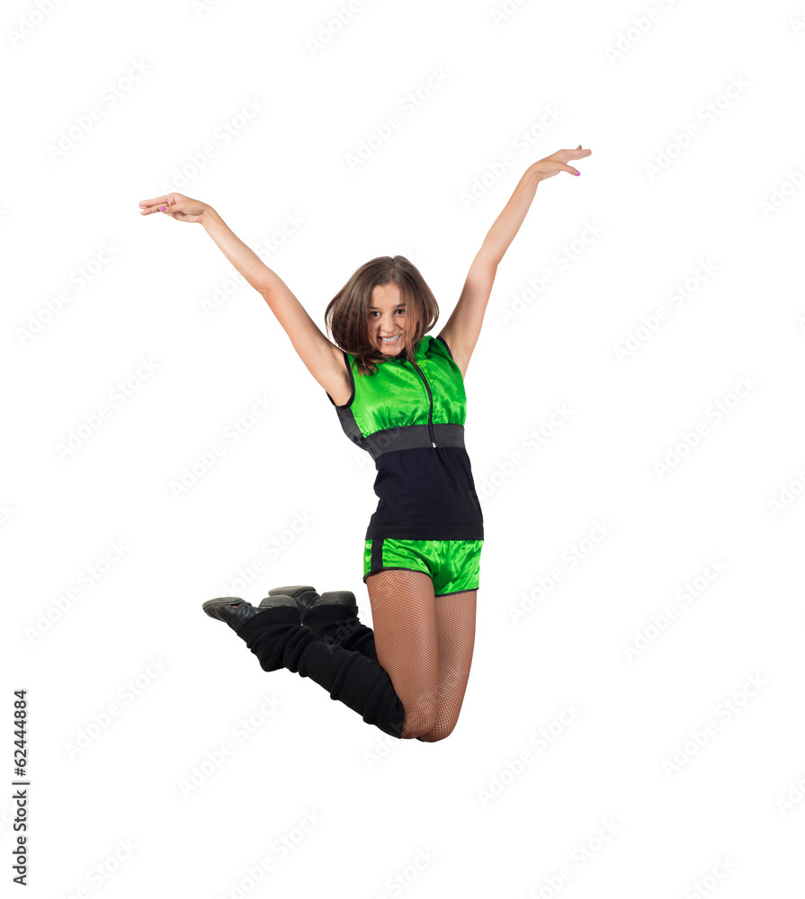 athletic young woman jumping