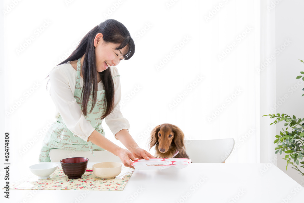 young asian woman and dog lifestyle image