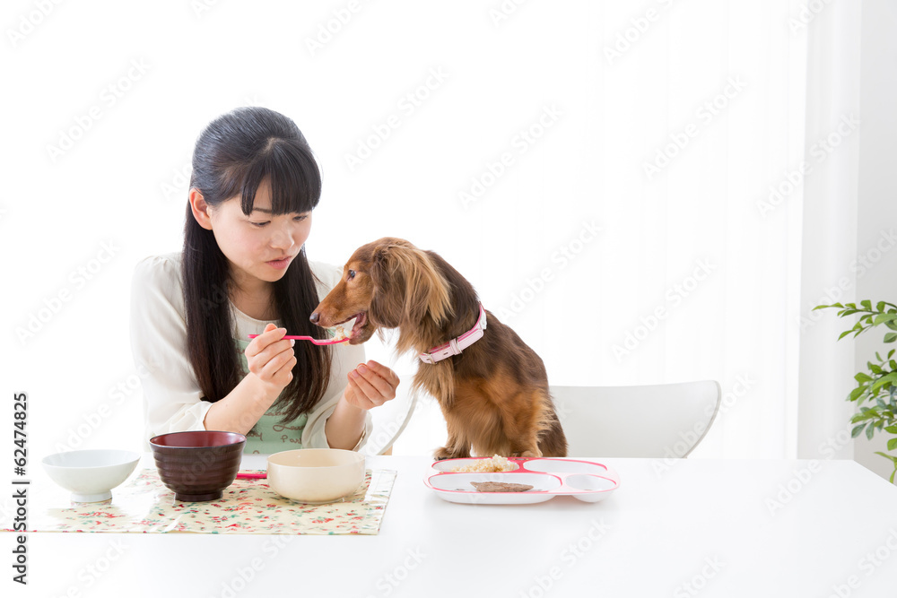 young asian woman and dog lifestyle image