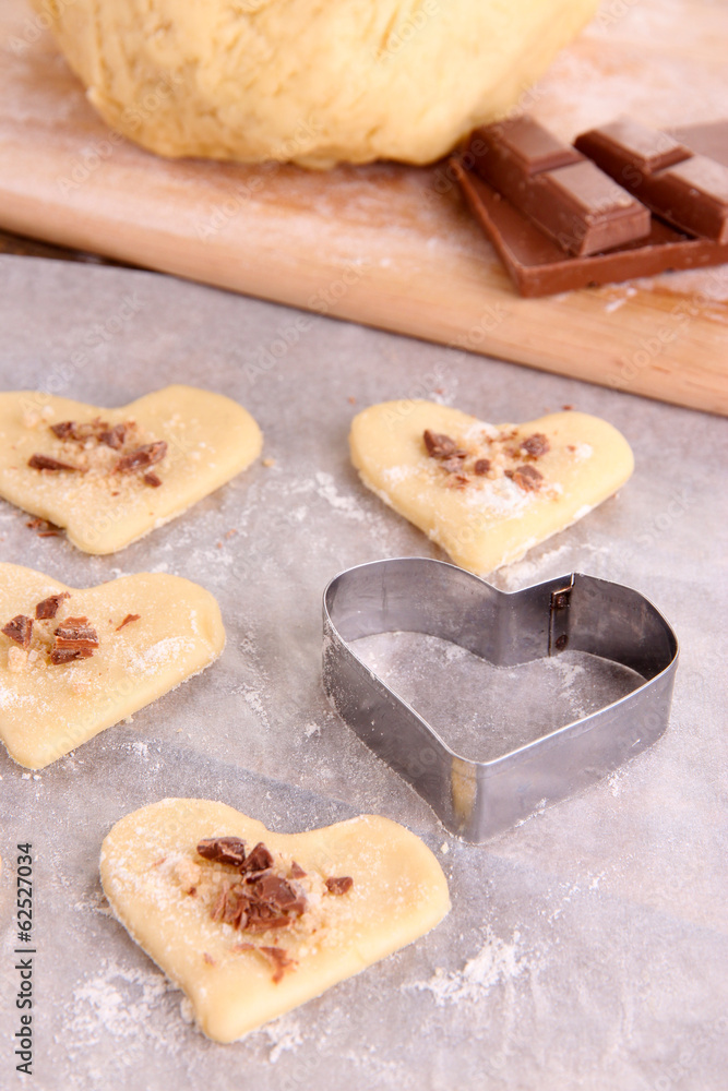 Making cookies on table close up