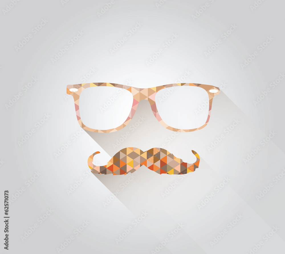 Reading glasses and mustache in triangle design