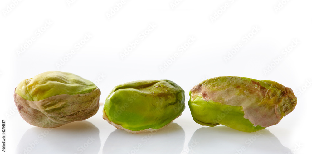 pistachios on a white background