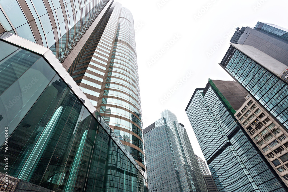 Modern glass silhouettes of skyscrapers in the city