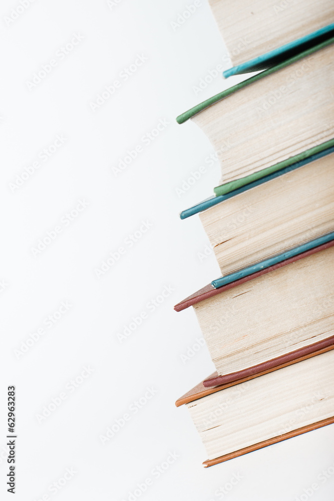 stack of Old books isolated on white